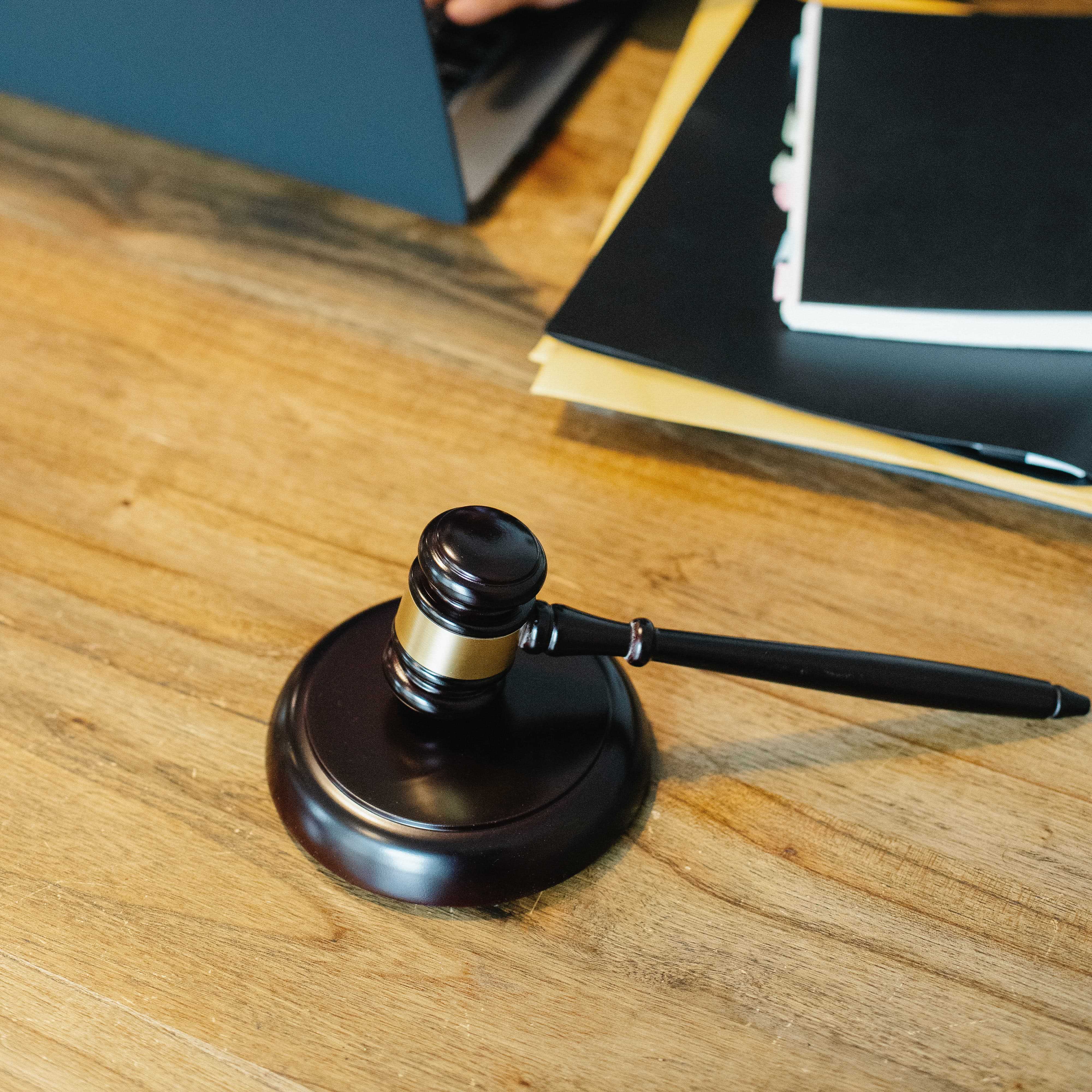 A gavel on a table